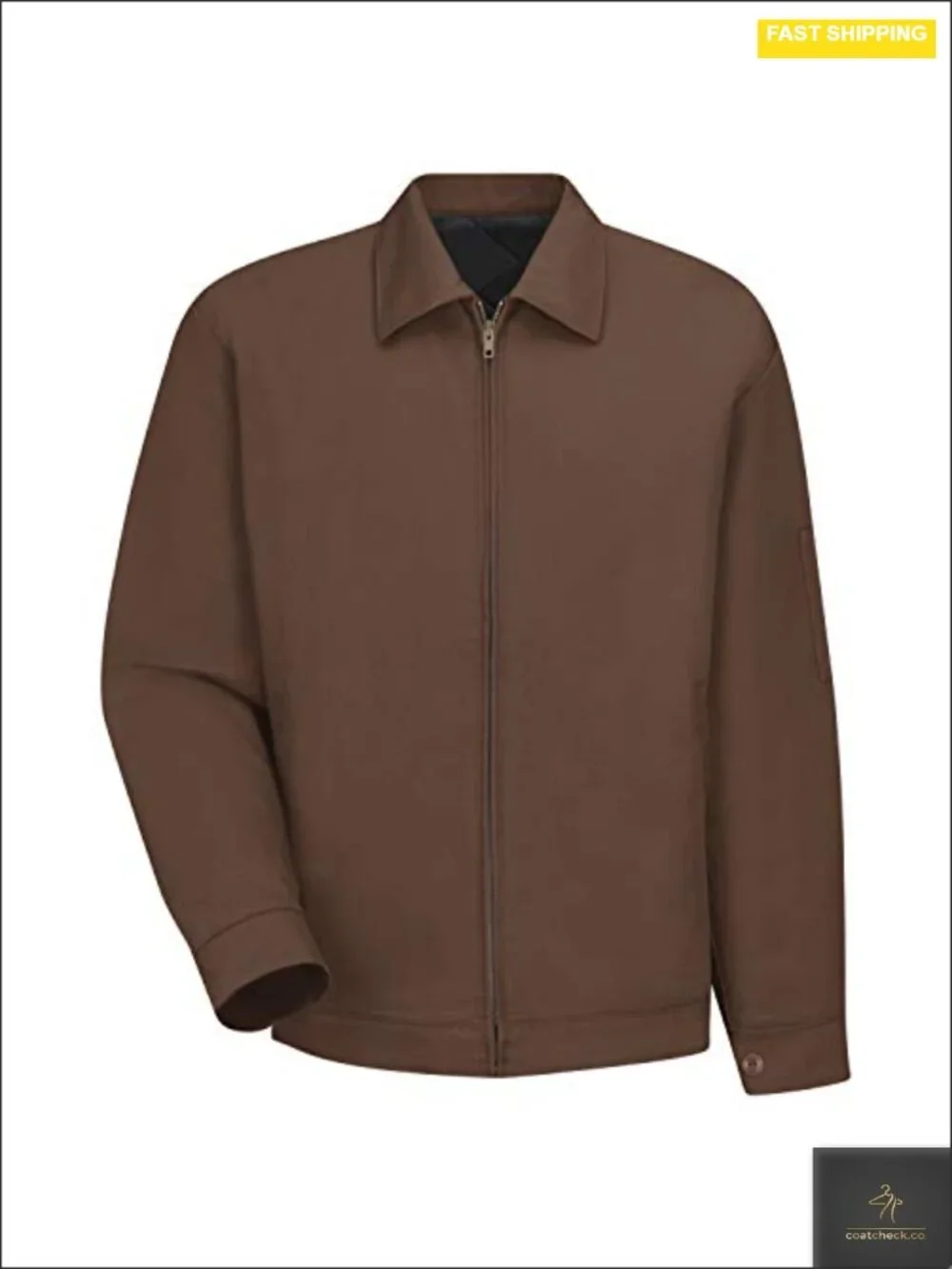 Men's Quilted Work Jacket Polyester Cotton with Sleeve Pocket
